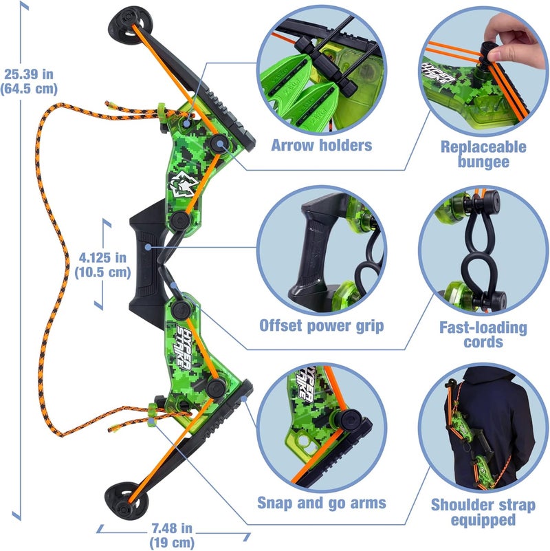 Zing HyperStrike Dominator Bow Battle Pack - 2 Dominator Bows, 20 Zonic Whistle Arrows, 2 Sets of Bungee Replacements, 2 Shoulder Straps and 4 Arrow Holders - Long Range Outdoor Play, Ages 14 and Up - Image 3